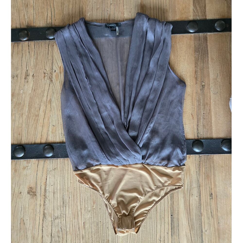 Caribbean Queen Sheer Pleated Vintage 2016 Going Out Top Bodysuit sz L